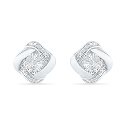 Diamond Accent Knot Stud Earrings Sterling Silver