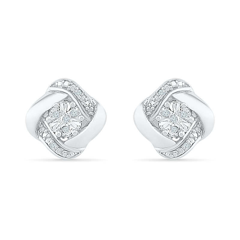 Main Image 1 of Diamond Accent Knot Stud Earrings Sterling Silver