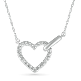 Diamond Accent Open Heart Necklace Sterling Silver