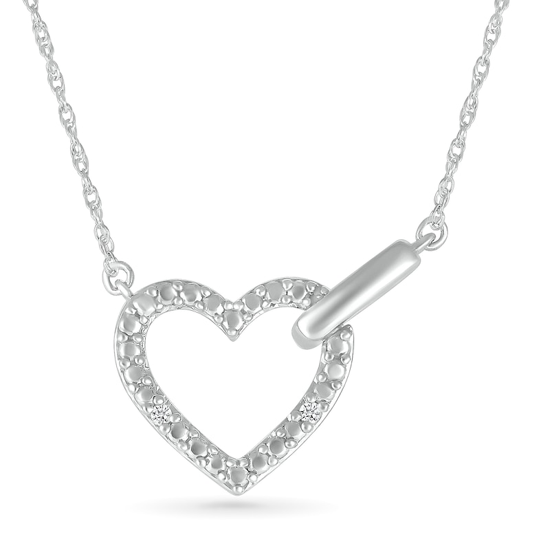 Main Image 1 of Diamond Accent Open Heart Necklace Sterling Silver