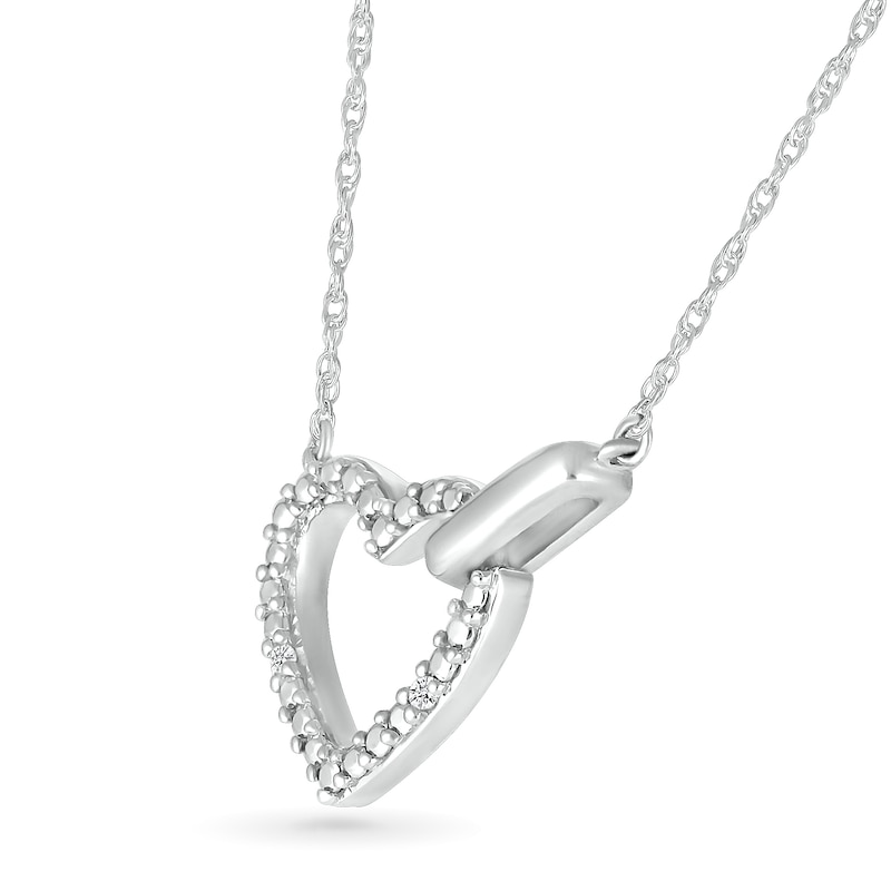 Main Image 2 of Diamond Accent Open Heart Necklace Sterling Silver