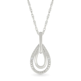 Diamond Accent Double Teardrop Necklace Sterling Silver