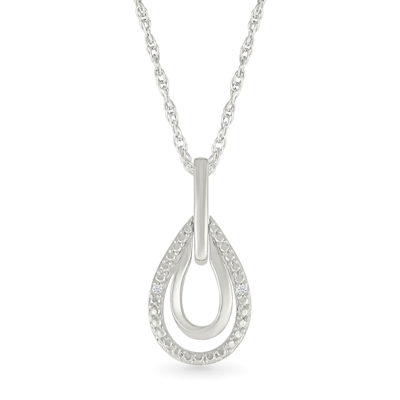 Diamond Accent Double Teardrop Necklace Sterling Silver