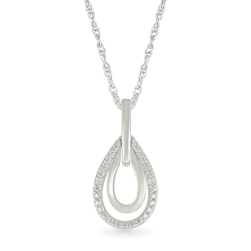 Main Image 1 of Diamond Accent Double Teardrop Necklace Sterling Silver