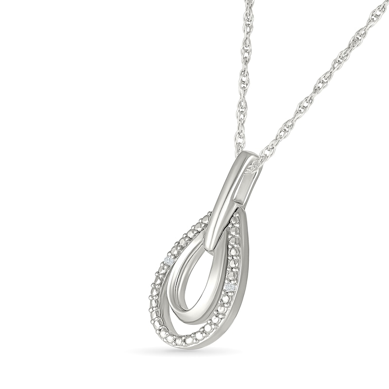 Main Image 2 of Diamond Accent Double Teardrop Necklace Sterling Silver