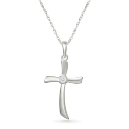 KAY Lab-Grown Diamond Accent Freeform Cross Necklace Sterling Silver