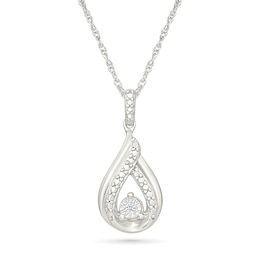 Diamond Accent Twisted Teardrop Necklace Sterling Silver