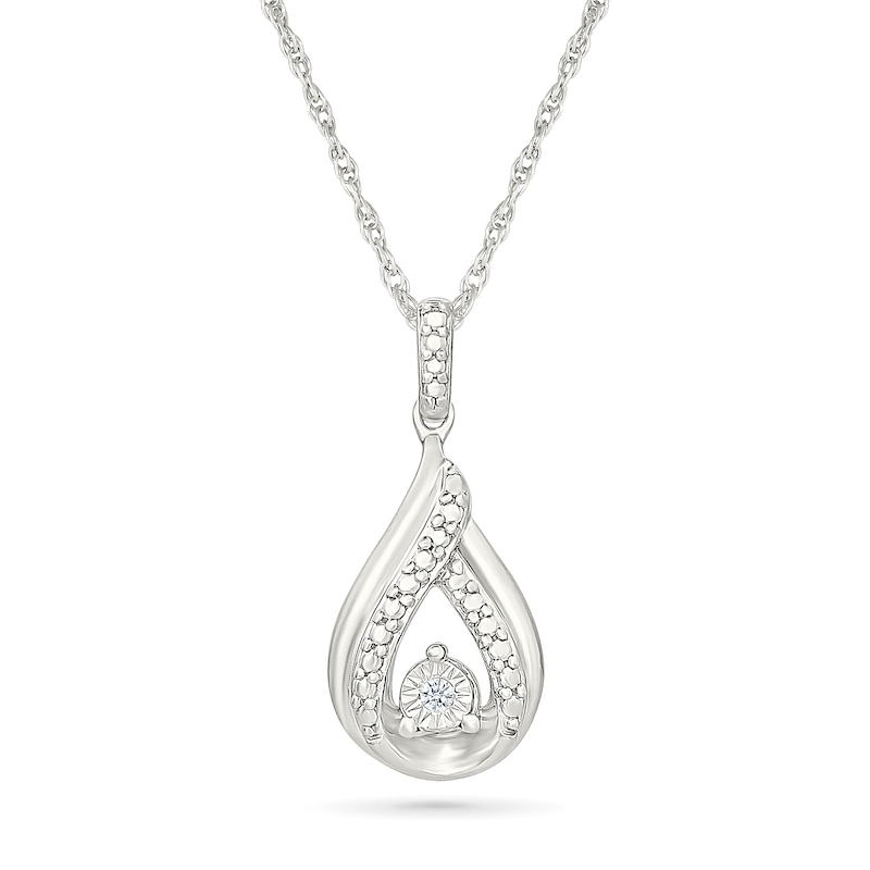 Main Image 1 of Diamond Accent Twisted Teardrop Necklace Sterling Silver