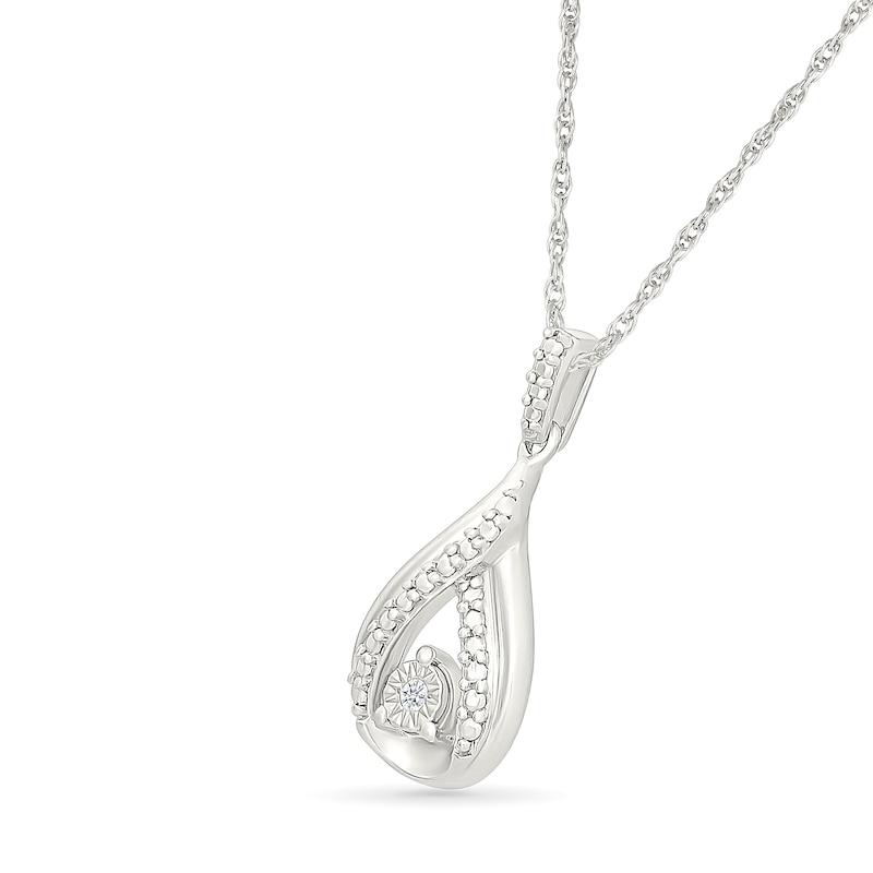 Main Image 2 of Diamond Accent Twisted Teardrop Necklace Sterling Silver