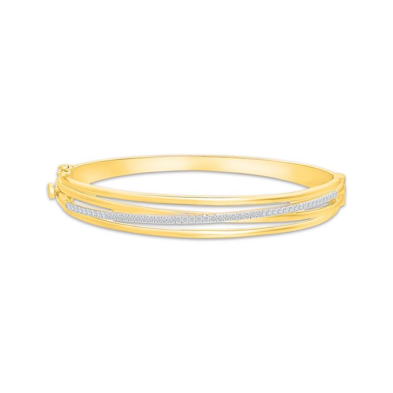 Main Image 1 of KAY Lab-Grown Diamonds Crossover Bangle Bracelet 1/2 ct tw 14K Yellow Gold-Plated Sterling Silver