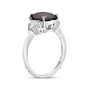Thumbnail Image 2 of Cushion-Cut Garnet & White Lab-Created Sapphire Ring Sterling Silver