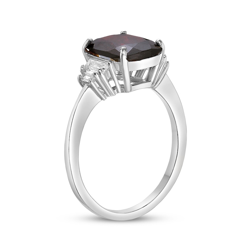 Main Image 2 of Cushion-Cut Garnet & White Lab-Created Sapphire Ring Sterling Silver