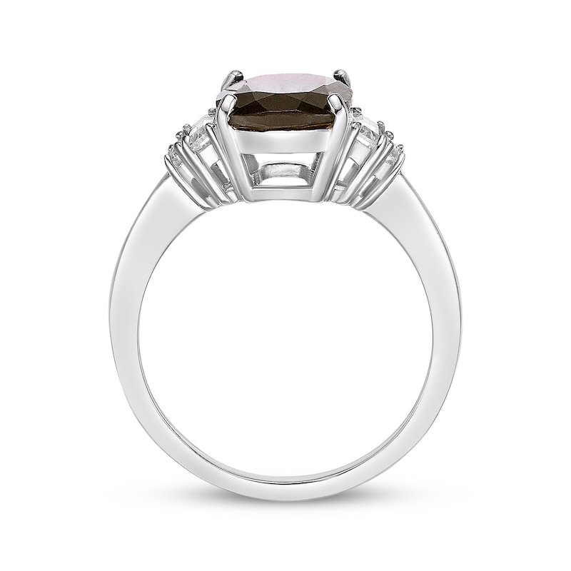 Main Image 3 of Cushion-Cut Garnet & White Lab-Created Sapphire Ring Sterling Silver