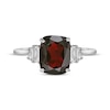 Thumbnail Image 4 of Cushion-Cut Garnet & White Lab-Created Sapphire Ring Sterling Silver