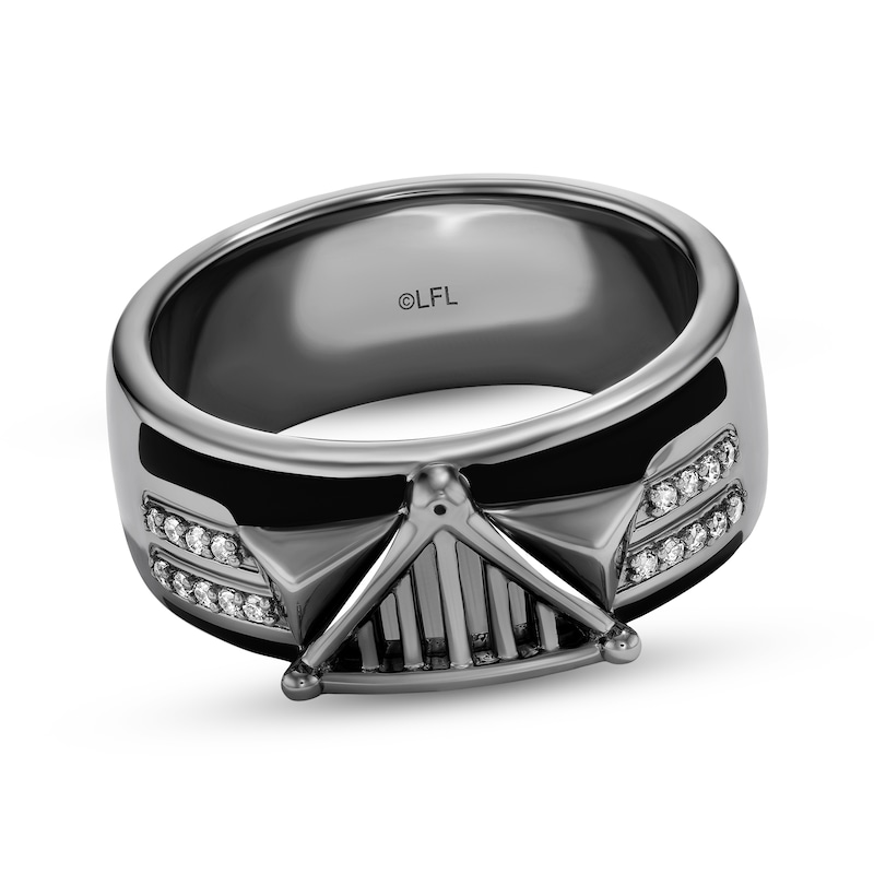 Main Image 1 of Star Wars Darth Vader Men's Diamond Ring 1/10 ct tw Black Rhodium Sterling Silver and Black Ceramic