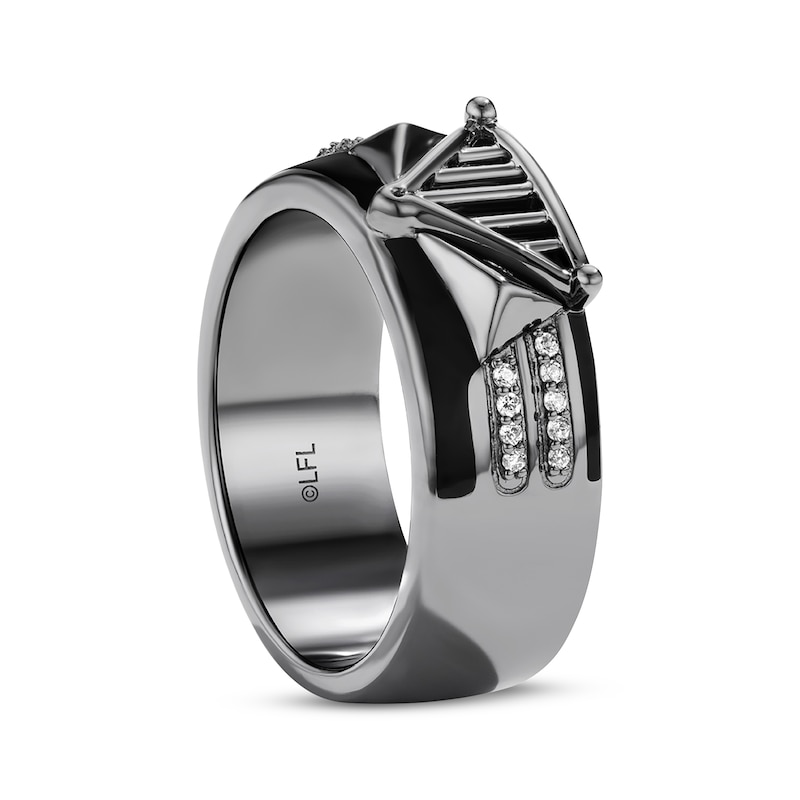Main Image 2 of Star Wars Darth Vader Men's Diamond Ring 1/10 ct tw Black Rhodium Sterling Silver and Black Ceramic