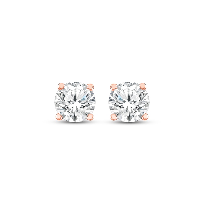 Main Image 2 of KAY Lab-Grown Diamonds Round-Cut Solitaire Stud Earrings 1/4 ct tw 10K Rose Gold (F/SI2)