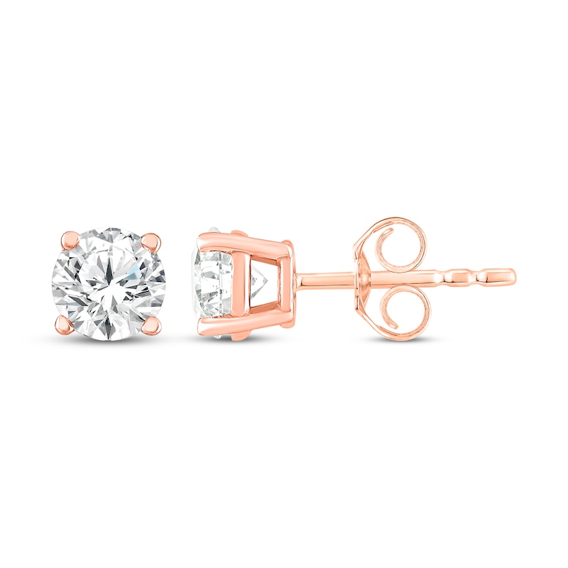 Main Image 3 of KAY Lab-Grown Diamonds Round-Cut Solitaire Stud Earrings 1/4 ct tw 10K Rose Gold (F/SI2)