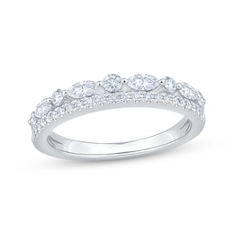 Now + Forever Lab-Grown Diamonds Round & Marquise-Cut Anniversary Ring 1/2 ct tw 14K White Gold