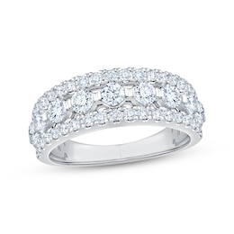 Now + Forever Lab-Grown Diamonds Three-Row Anniversary Ring 1-1/2 ct tw 14K White Gold
