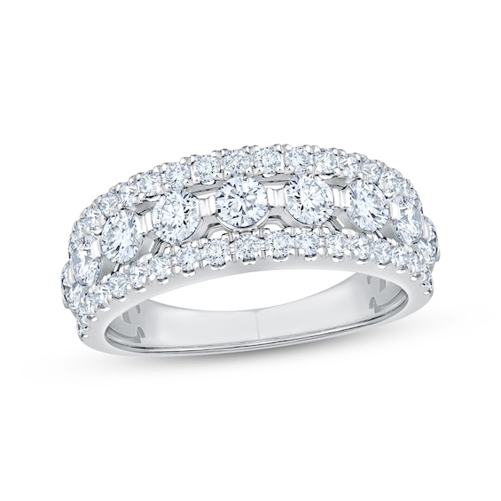 Now + Forever Lab-Grown Diamonds Three-Row Anniversary Ring 1-1/2 ct tw 14K White Gold