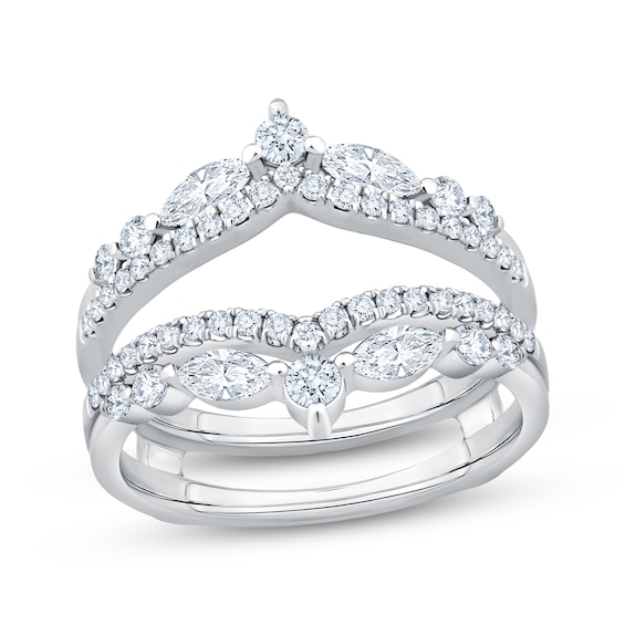 Now + Forever Lab-Grown Diamonds Marquise & Round-Cut Enhancer Ring 1 ct tw 14K White Gold