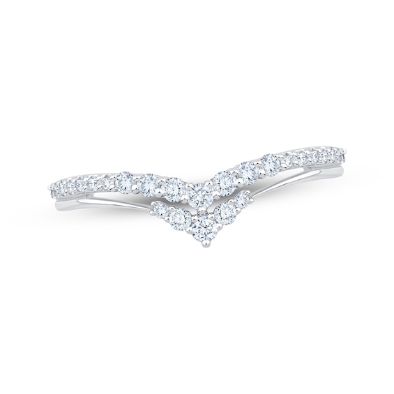 Now + Forever Lab-Grown Diamonds Double-Chevron Anniversary Ring 1/4 ct tw 14K White Gold