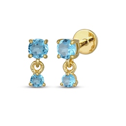 STUDIO BY KAY Swiss Blue Topaz Mini-Dangle Earrings 24K Yellow Gold Vermeil Sterling Silver