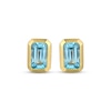 Thumbnail Image 2 of STUDIO BY KAY Emerald-Cut Swiss Blue Topaz Solitaire Stud Earrings 24K Yellow Gold Vermeil Sterling Silver