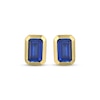 Thumbnail Image 2 of STUDIO BY KAY Emerald-Cut Blue Lab-Created Sapphire Solitaire Stud Earrings 24K Yellow Gold Vermeil Sterling Silver