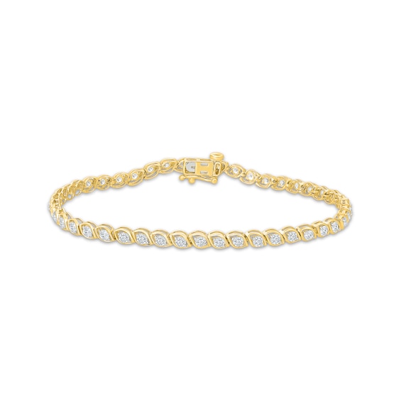 KAY Lab-Grown Diamonds Tilted Marquise Frame Bracelet 2 ct tw 10K Yellow Gold 7"