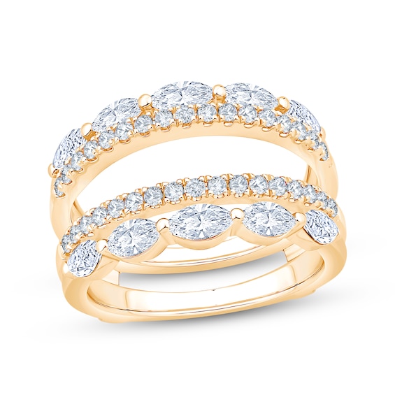 Now + Forever Lab-Grown Diamonds Marquise & Round-Cut Enhancer Ring 1-1/2 ct tw 14K Yellow Gold