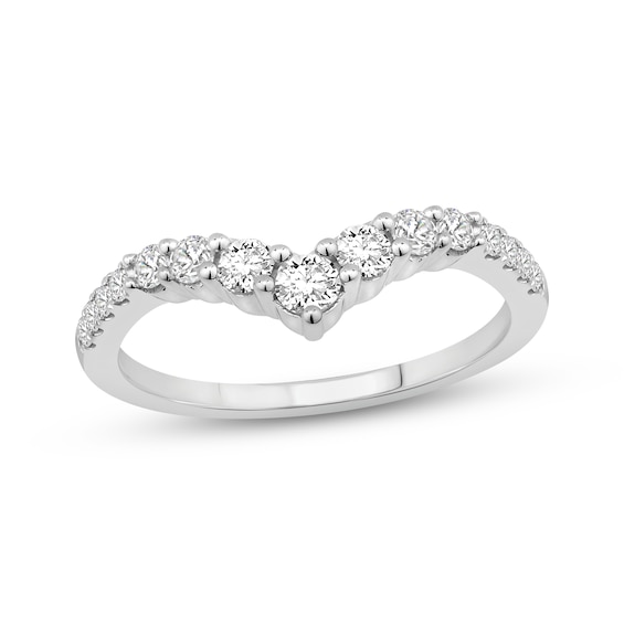 Now + Forever Lab-Grown Diamonds Graduated Contour Wedding Band 1/2 ct tw 14K White Gold