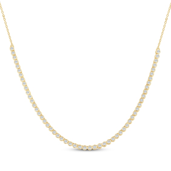 KAY Lab-Grown Diamonds & Adjustable Chain Tennis Necklace 3/4 ct tw 10K Yellow Gold 18"