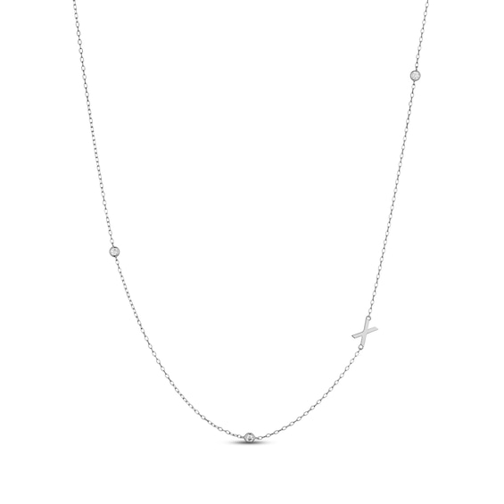 Rocksbox The Sideways Initial Lab-Grown Diamond "X" Necklace 1/10 ct tw Sterling Silver 19"