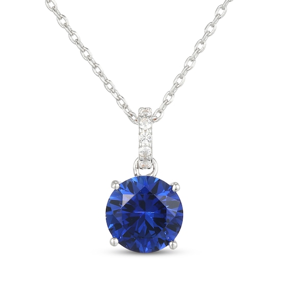 Blue & White Lab-Created Sapphire Necklace Sterling Silver 18"