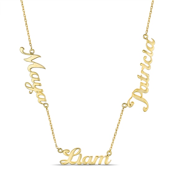 Family & Mother's Nameplate Necklace (3 Names)