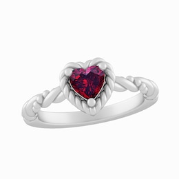 Birthstone Heart Thread Ring (1 Stone)