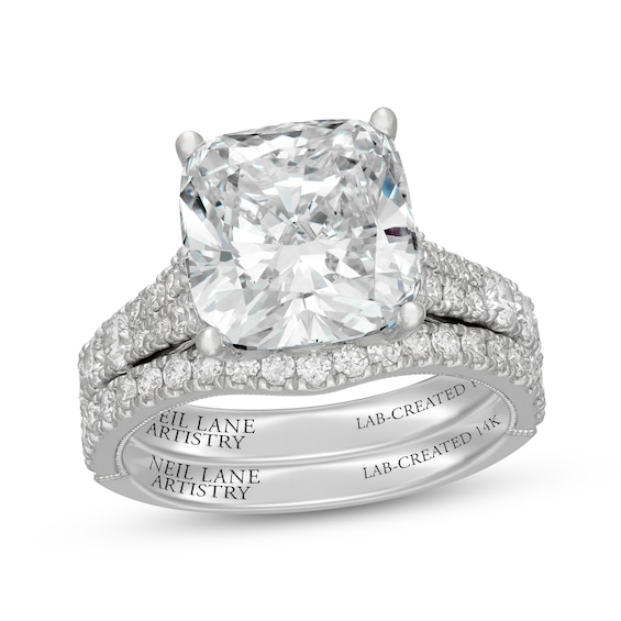 Neil Lane Artistry Cushion-Cut Lab-Grown Diamond Bridal Set 7-1/4 ct tw 14K White Gold