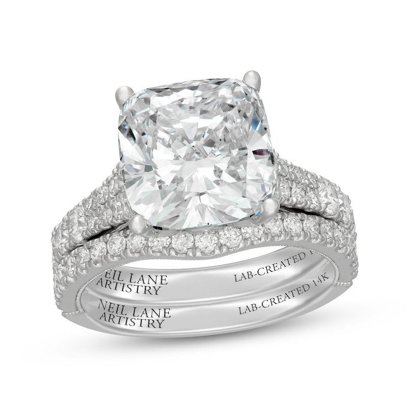 Main Image 1 of Neil Lane Artistry Cushion-Cut Lab-Grown Diamond Bridal Set 7-1/4 ct tw 14K White Gold