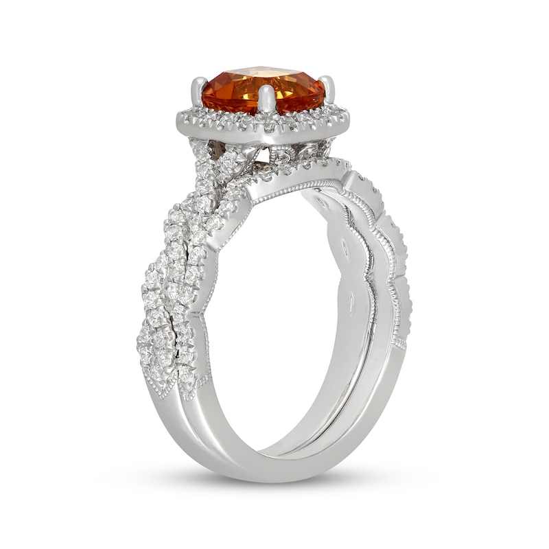 Main Image 2 of Neil Lane Cushion-Cut Citrine & Diamond Halo Bridal Set 5/8 ct tw Diamonds 14K White Gold