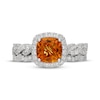 Thumbnail Image 3 of Neil Lane Cushion-Cut Citrine & Diamond Halo Bridal Set 5/8 ct tw Diamonds 14K White Gold