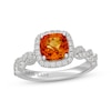 Thumbnail Image 1 of Neil Lane Cushion-Cut Citrine & Diamond Halo Engagement Ring 1/2 ct tw 14K White Gold