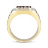 Thumbnail Image 3 of Men's Brown & White Multi-Diamond Center Signet Ring 1-1/2 ct tw 10K Yellow Gold