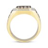 Thumbnail Image 2 of Men's Brown & White Multi-Diamond Center Signet Ring 1-1/2 ct tw 10K Yellow Gold