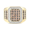 Thumbnail Image 4 of Men's Brown & White Multi-Diamond Center Signet Ring 1-1/2 ct tw 10K Yellow Gold