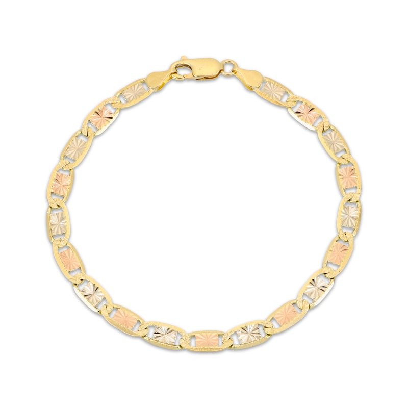 Main Image 1 of Diamond-Cut Valentino Chain Bracelet 4.9mm Solid 14K Tri-Tone Gold 7.5&quot;