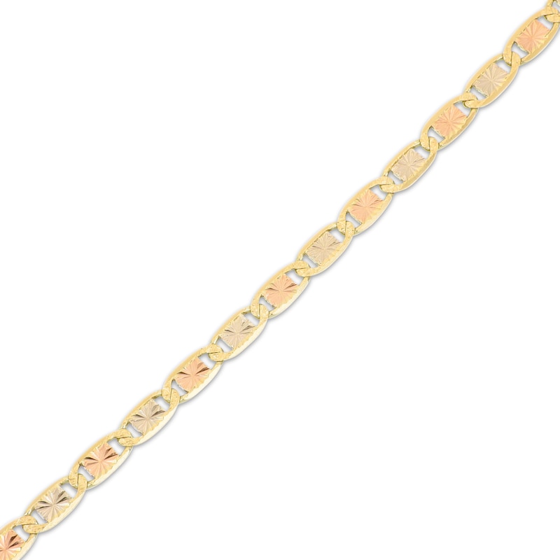 Main Image 2 of Diamond-Cut Valentino Chain Bracelet 4.9mm Solid 14K Tri-Tone Gold 7.5&quot;
