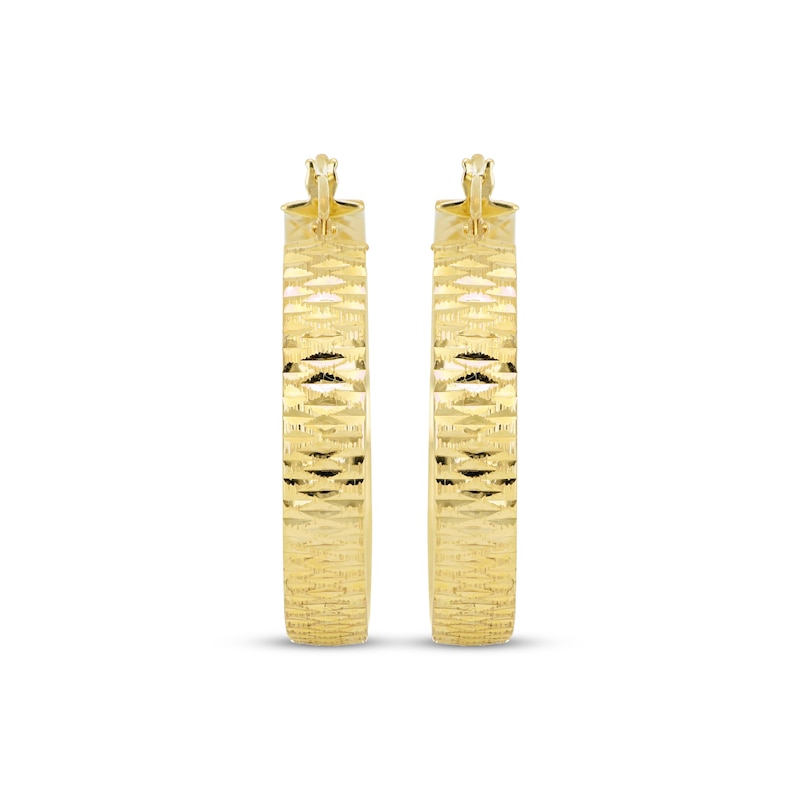 Main Image 2 of Italian Brilliance Diamond-Cut Inside-Out Hoop Earrings 14K Yellow Gold 30mm
