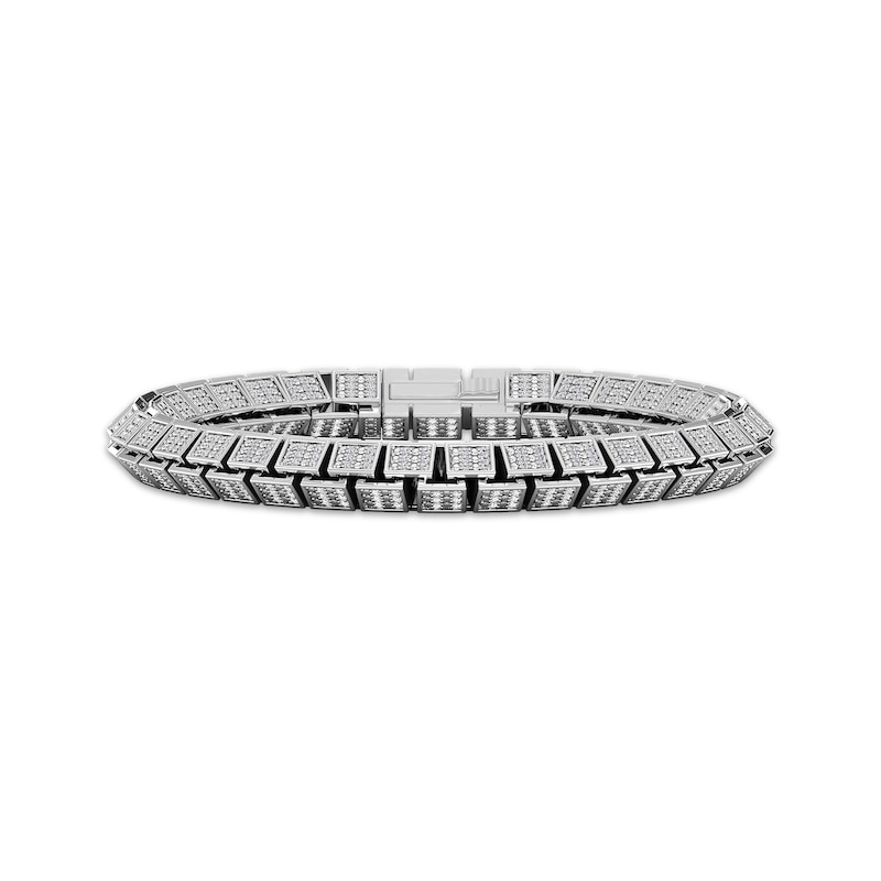 Main Image 1 of Men's Diamond Box Link Bracelet 2-1/2 ct tw Sterling Silver 8.5&quot;
